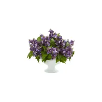 Lilac Artificial Arrangement in White Vase in Purple by Bellanest