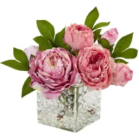 Peony in Glass Vase in Pink by Bellanest