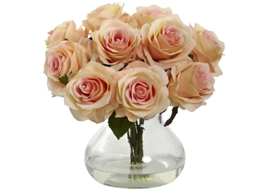 Peach Rose Arrangement with Vase in Peach by Bellanest