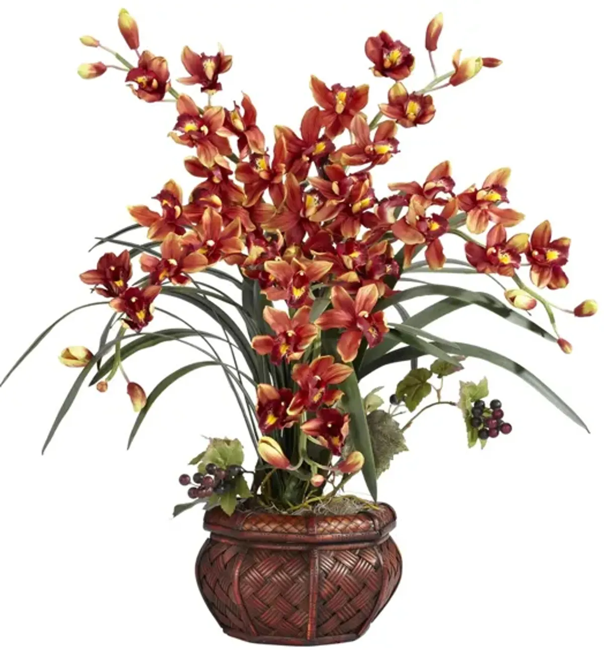 Cymbidium with Decorative Vase Silk Arrangement