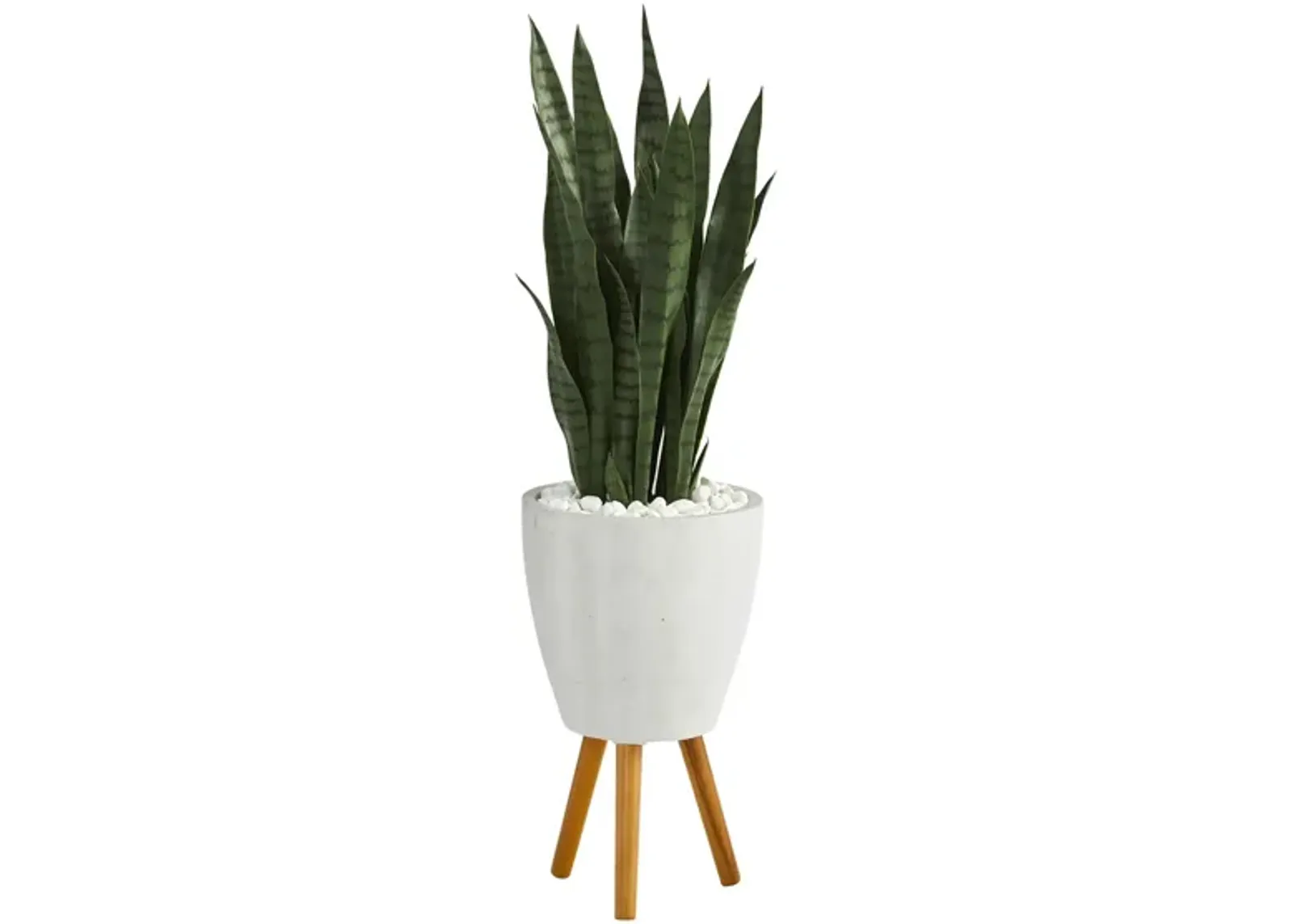 Sansevieria Artificial Plant in White Planter with Stand in Green by Bellanest