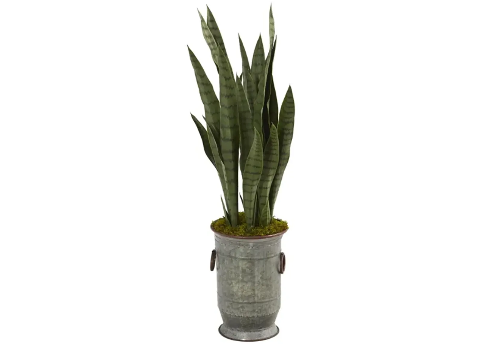 Sansevieria Artificial Plant in Vintage Metal Planter in Green by Bellanest