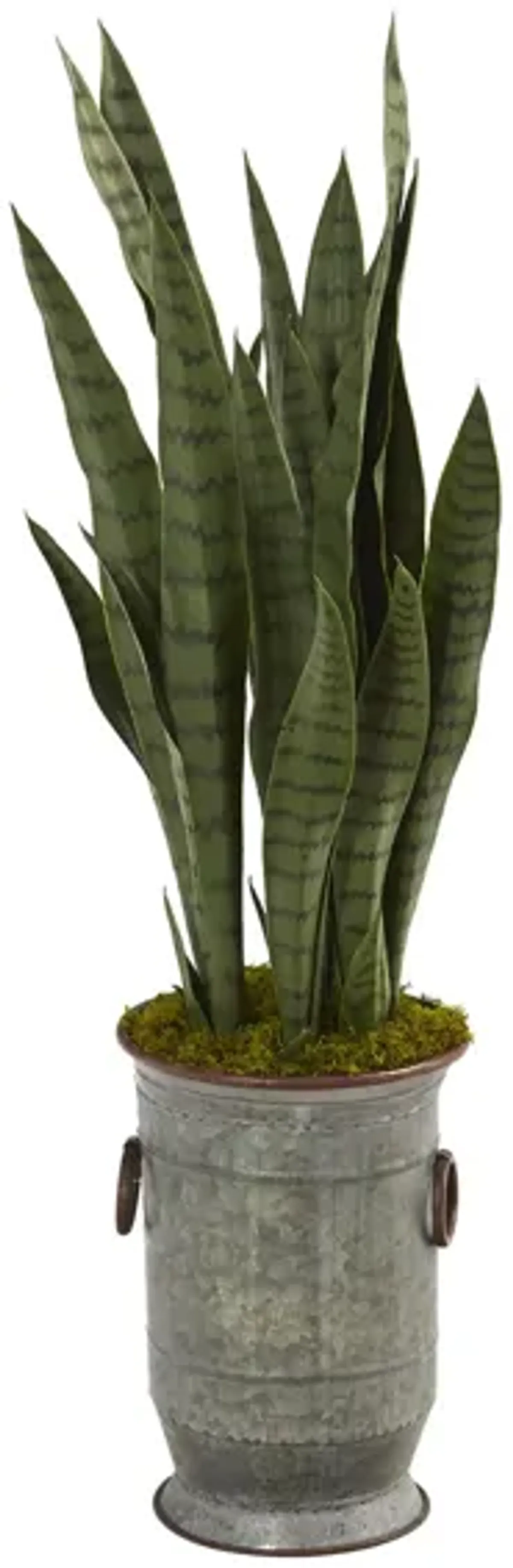Sansevieria Artificial Plant in Vintage Metal Planter
