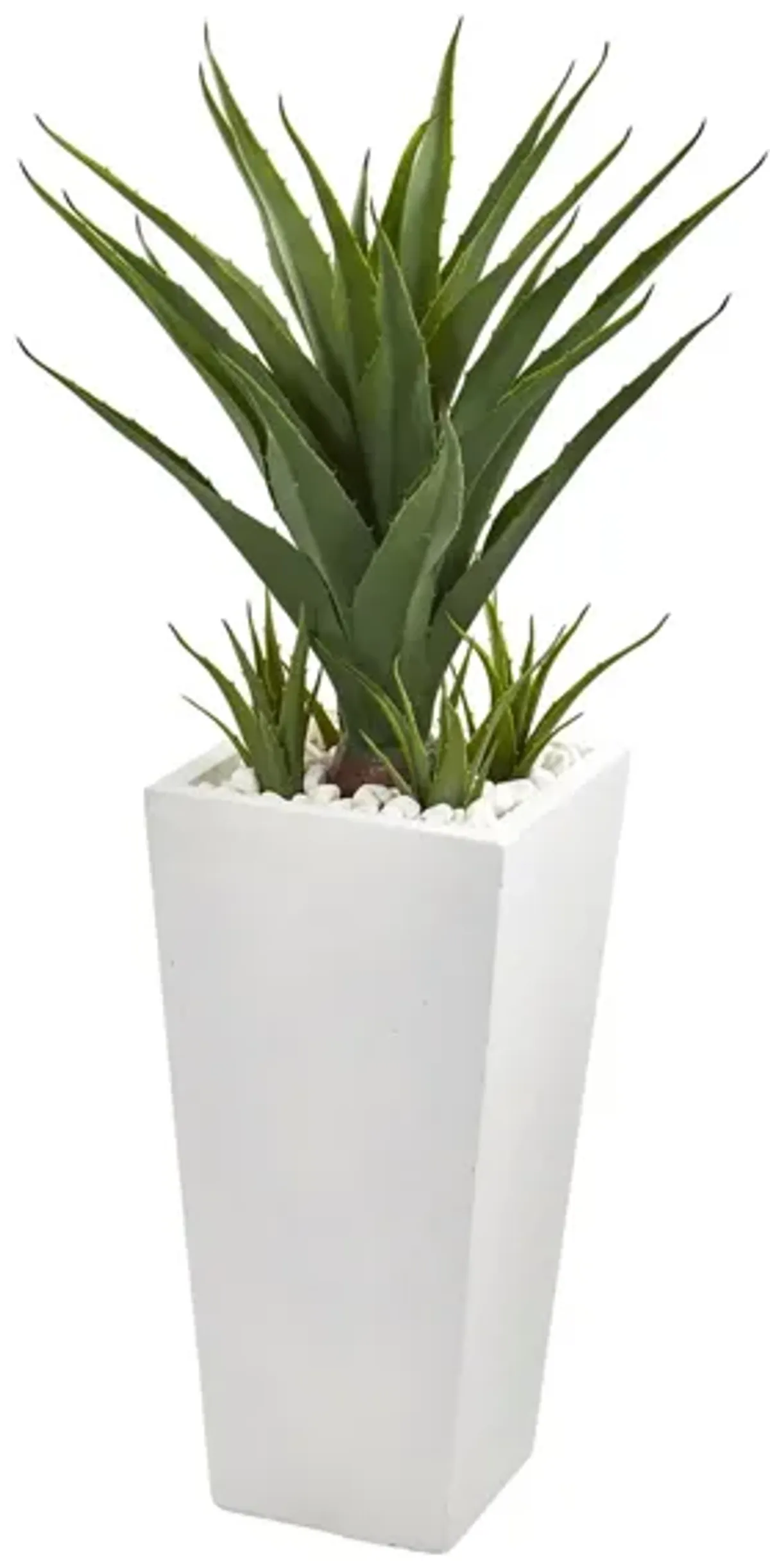 Spiky Agave Artificial Plant in White Planter in Green by Bellanest