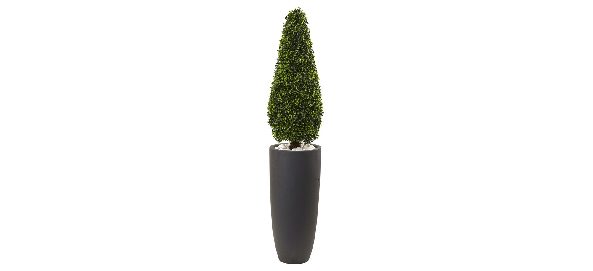 Boxwood Topiary with Gray Cylindrical Planter UV Resistant (Indoor/Outdoor) in Green by Bellanest