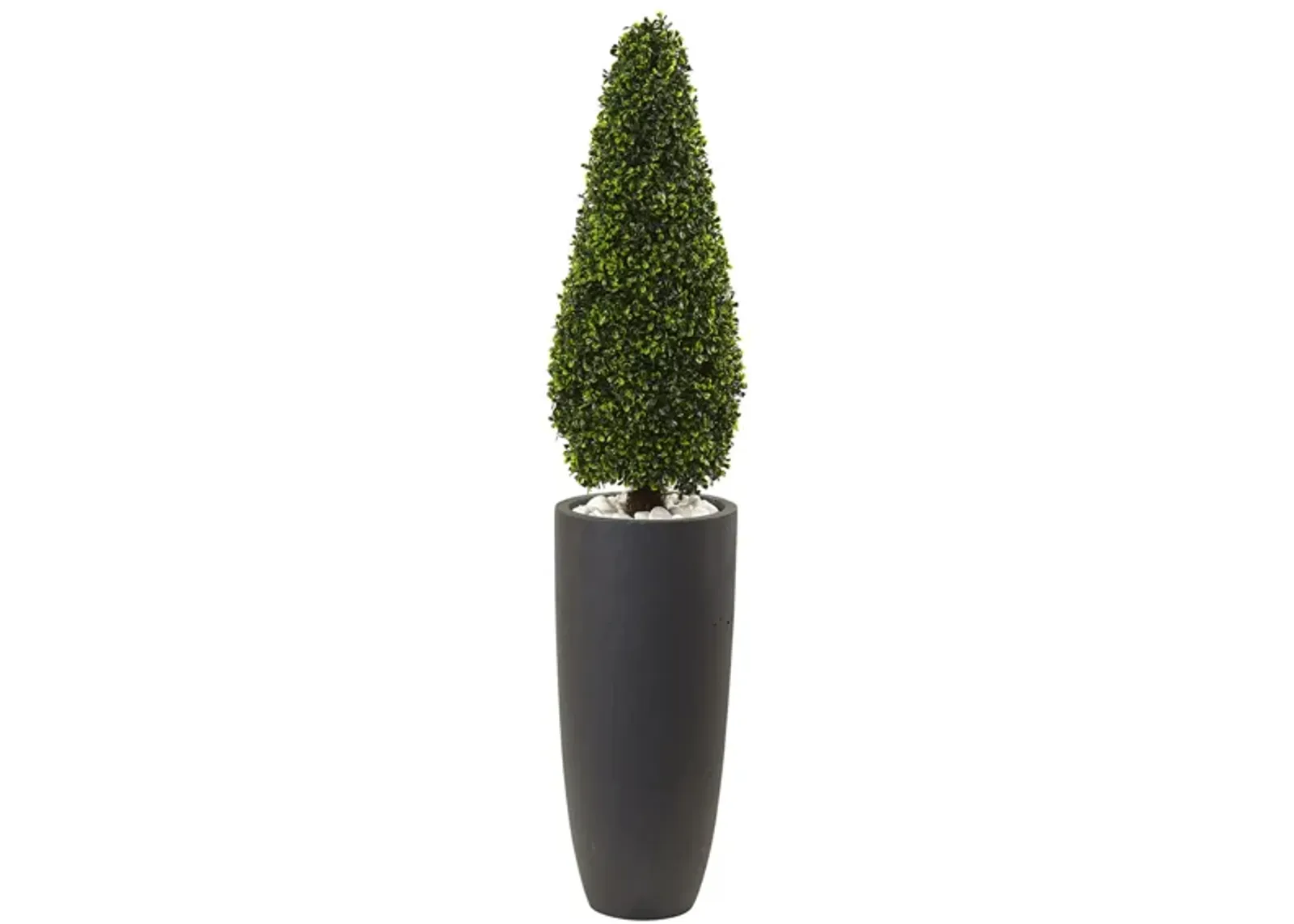 Boxwood Topiary with Gray Cylindrical Planter UV Resistant (Indoor/Outdoor) in Green by Bellanest