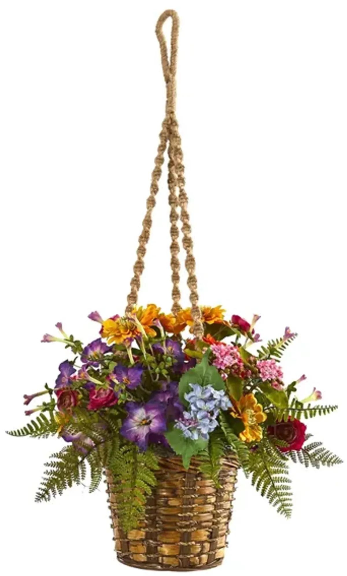 Mixed Floral Artificial Plant in Hanging Basket in Multi by Bellanest