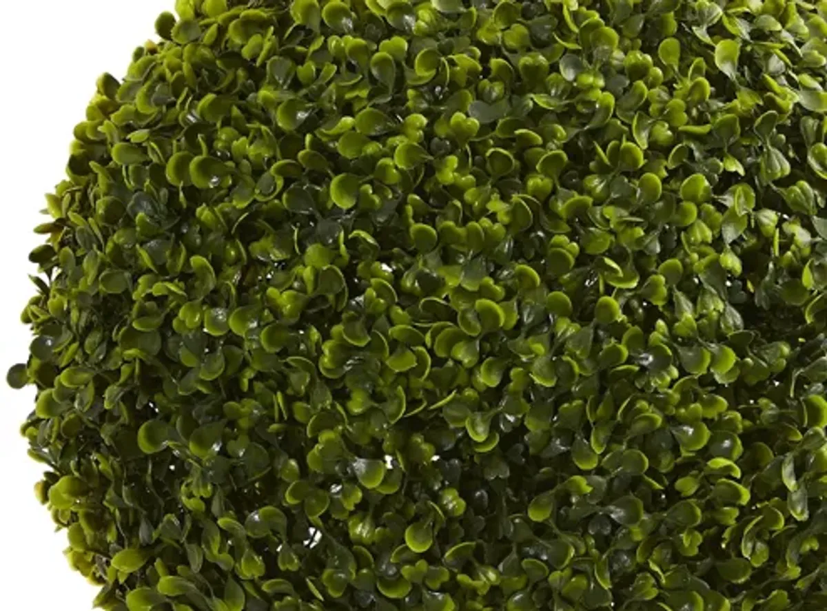 Boxwood Topiary Ball Artificial Plant in White Tower Planter (Indoor/Outdoor)