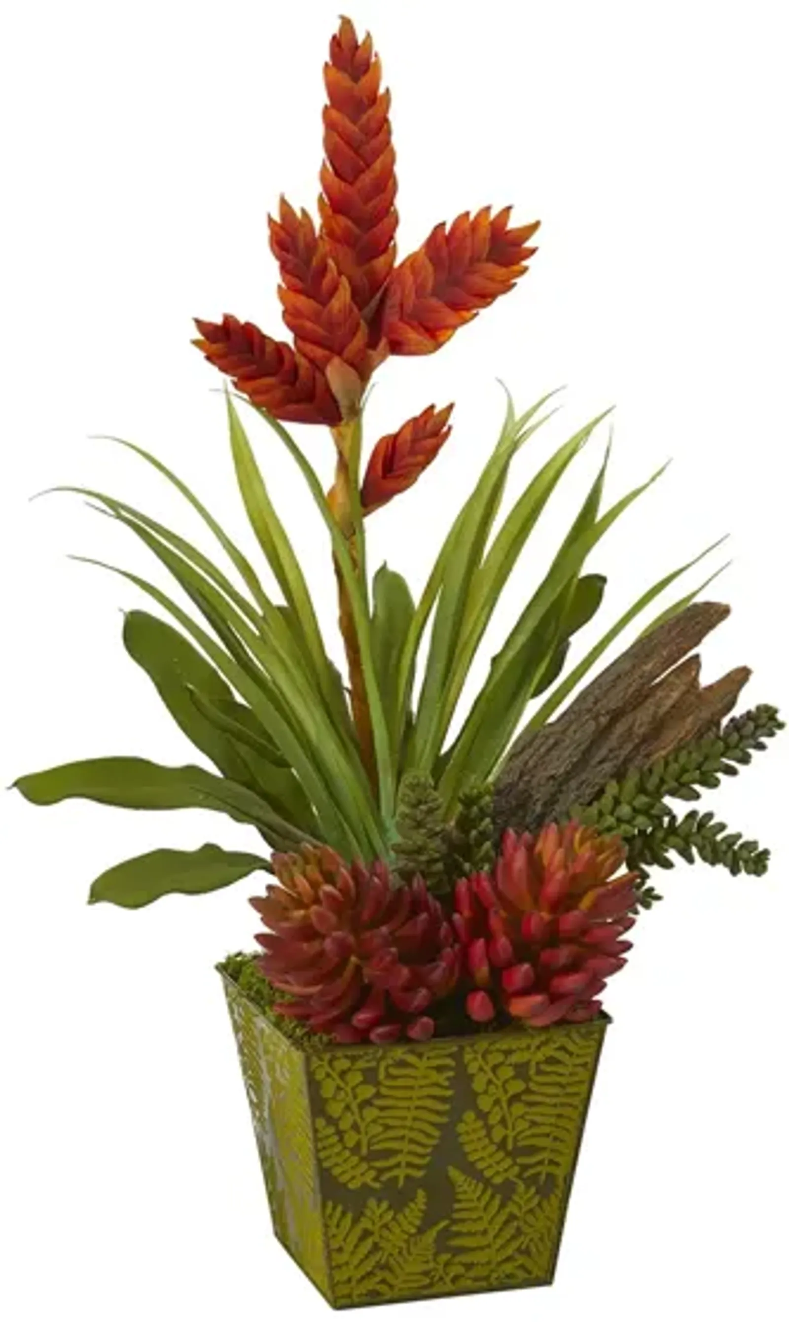 Succulent and Bromeliad Artificial Plant in Green Planter