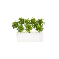 Spiky Succulent Garden Artificial Plant in White Ceramic Vase in Green by Bellanest