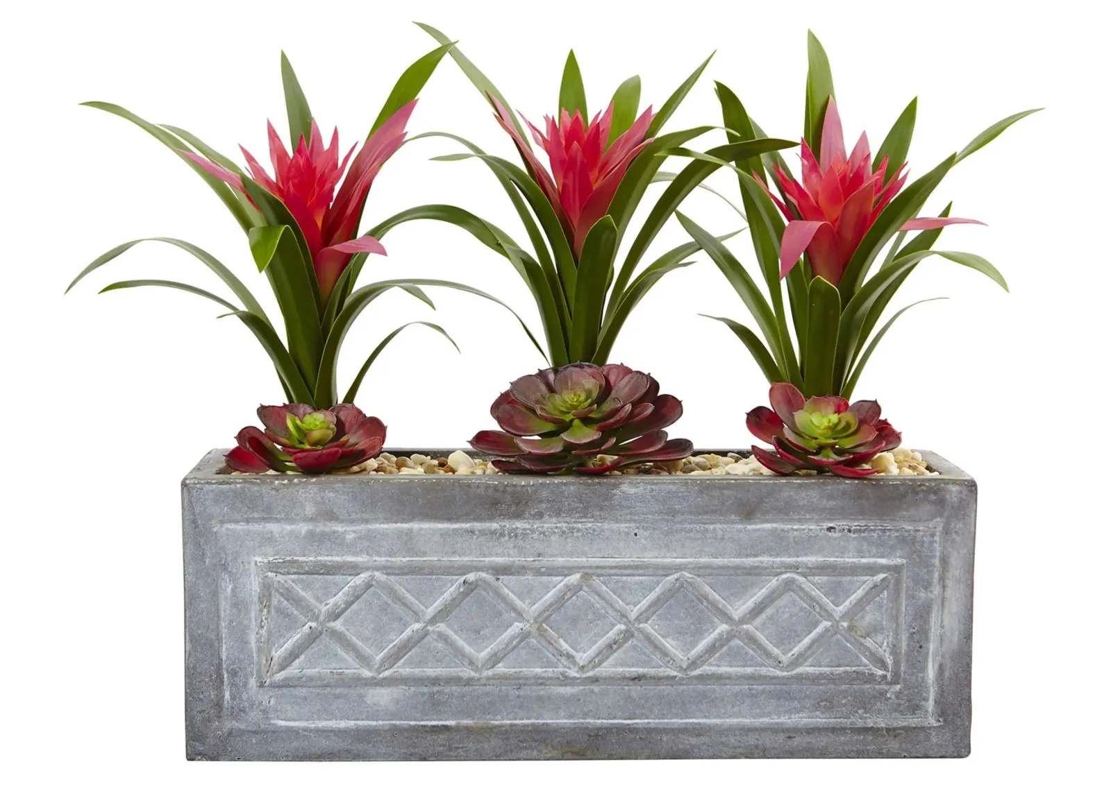 Ginger and Succulent Artificial Plant in Stone Planter in Pink by Bellanest