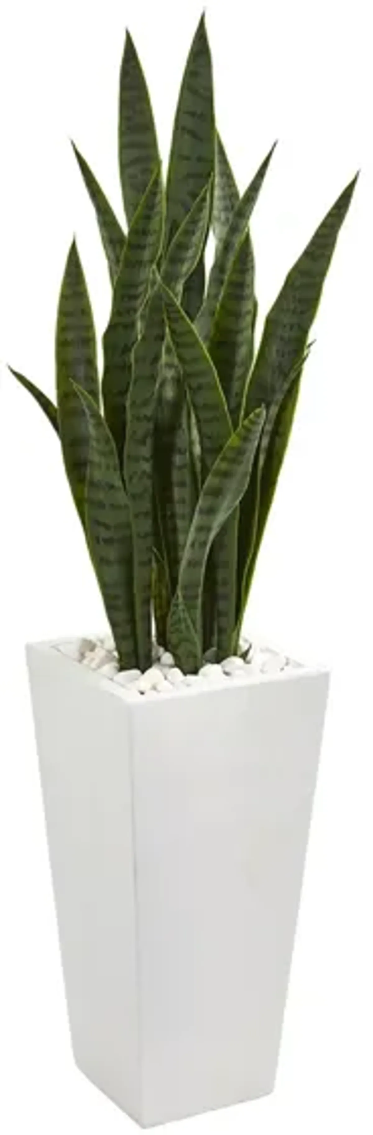 Sansevieria Artificial Plant in White Tower Planter in Green by Bellanest