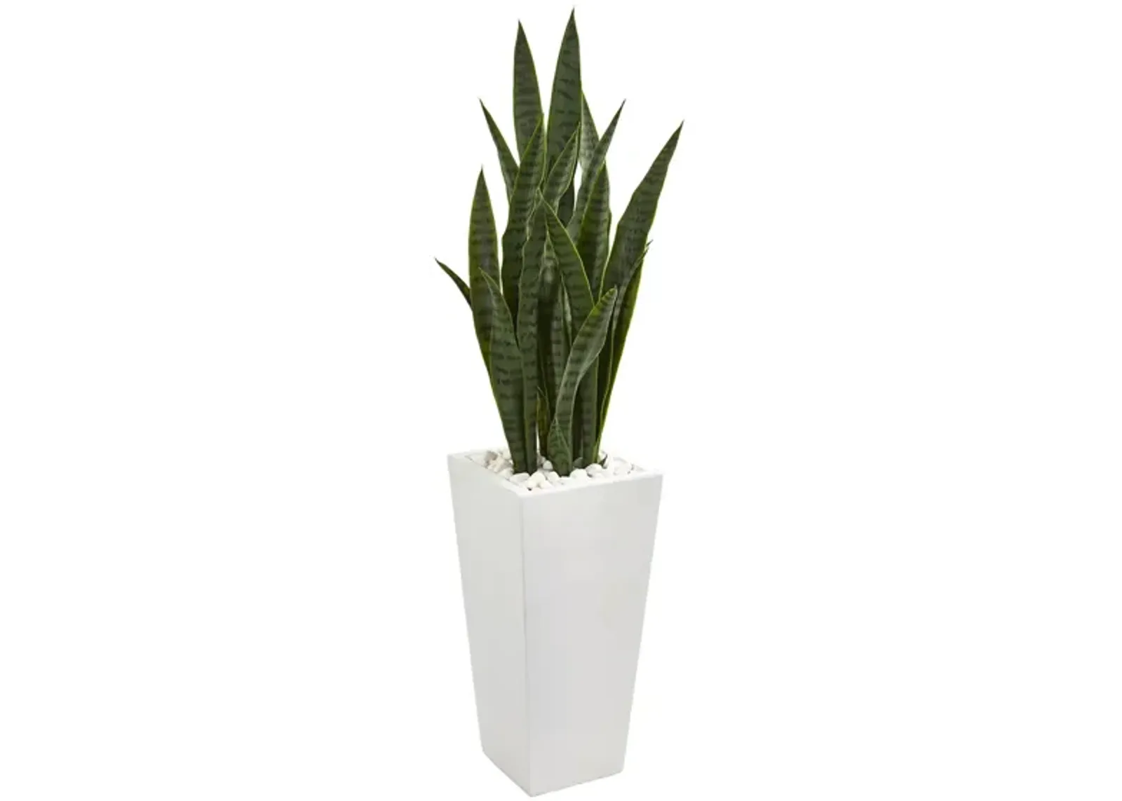 Sansevieria Artificial Plant in White Tower Planter in Green by Bellanest