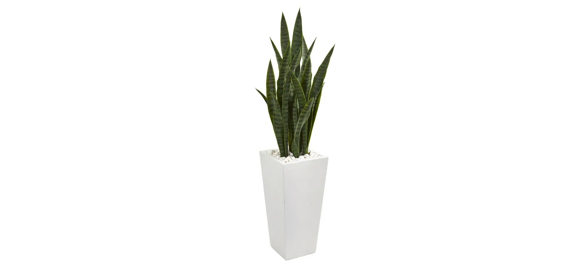 Sansevieria Artificial Plant in White Tower Planter in Green by Bellanest