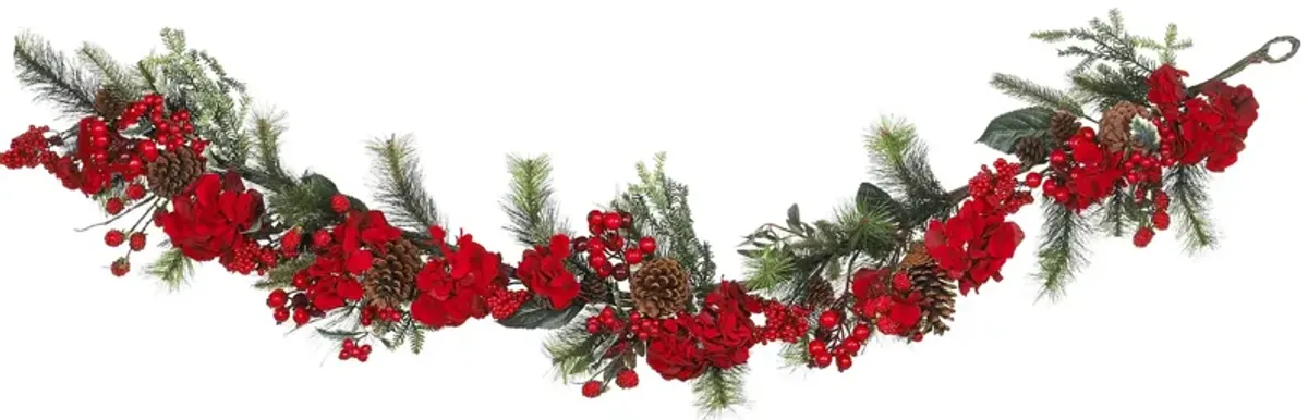 72" Hydrangea Garland in Red/Green by Bellanest