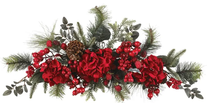 30" Holiday Hydrangea Swag in Red by Bellanest