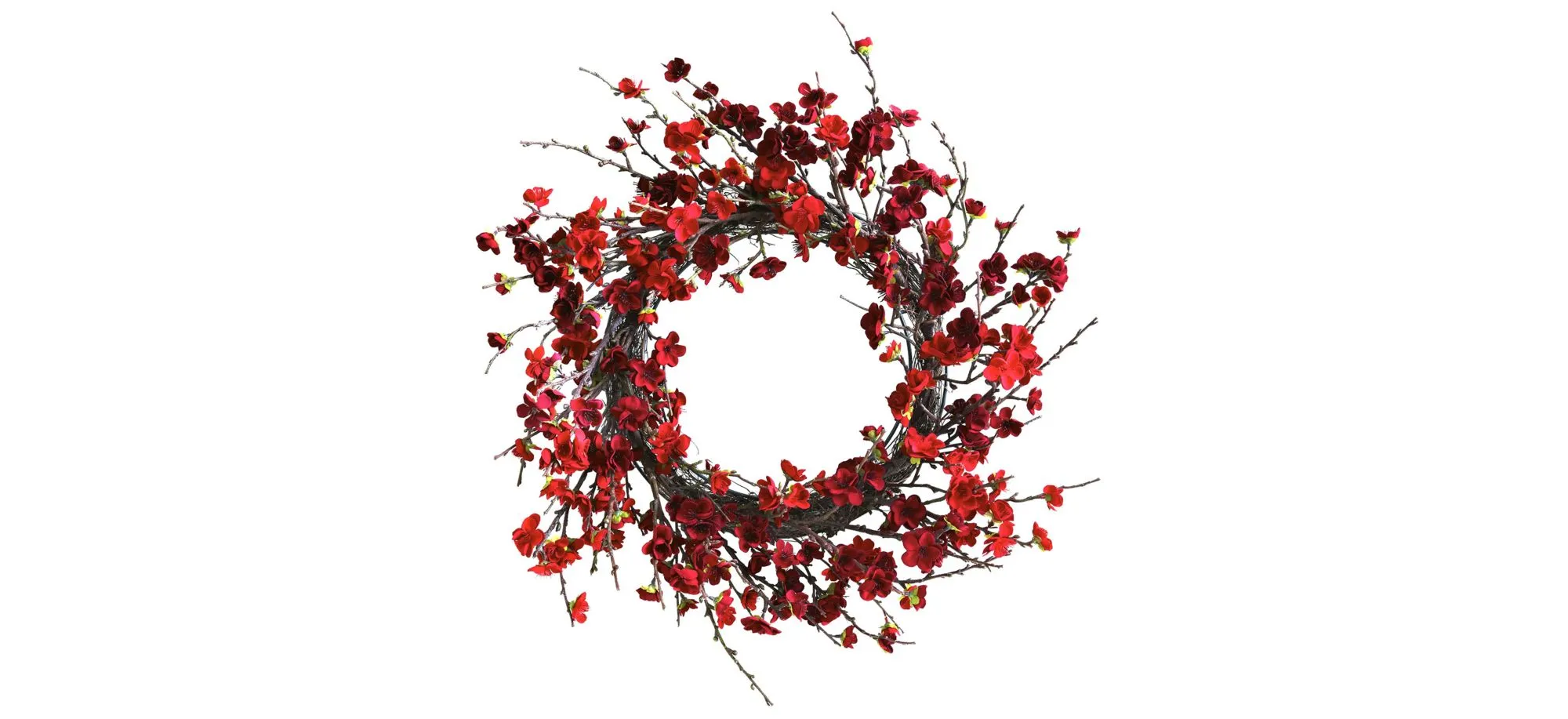 24” Plum Blossom Wreath in Red by Bellanest