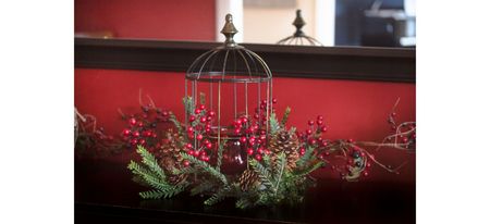 Pine Berry Birdhouse Candelabrum in Red/Green/Black by Bellanest