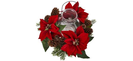 Poinsettia Pine & Pinecone Candelabrum in red by Bellanest