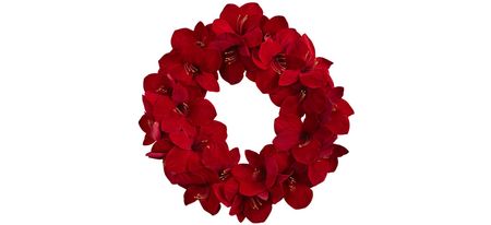 22” Amaryllis Wreath in Red by Bellanest