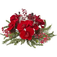 Orchid, Berry & Pine Holiday Candelabrum in Red by Bellanest