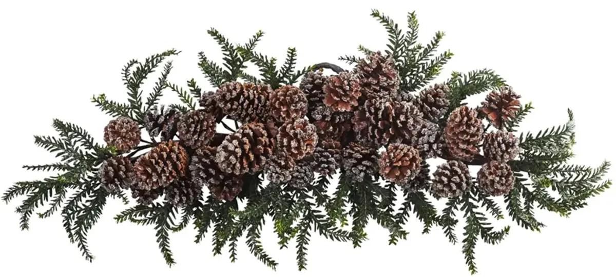 28” Iced Pinecone Swag in Green by Bellanest