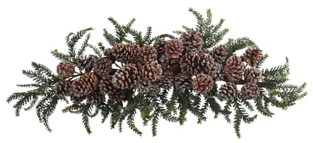 28” Iced Pinecone Swag in Green by Bellanest