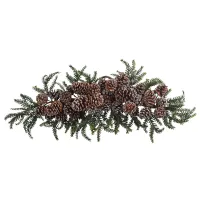 28” Iced Pinecone Swag in Green by Bellanest