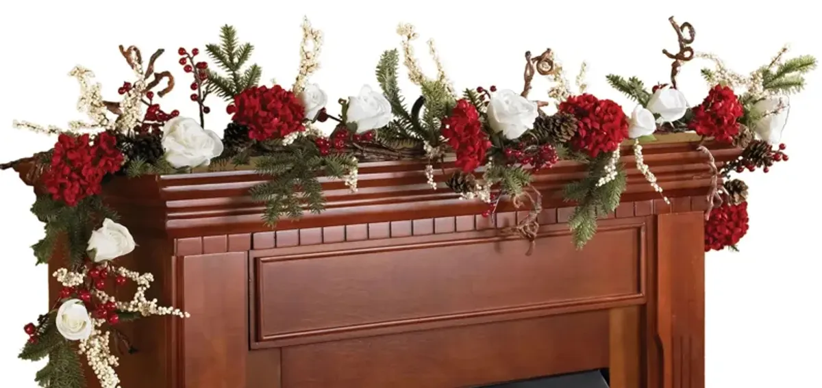 72" Hydrangea with White Roses Garland