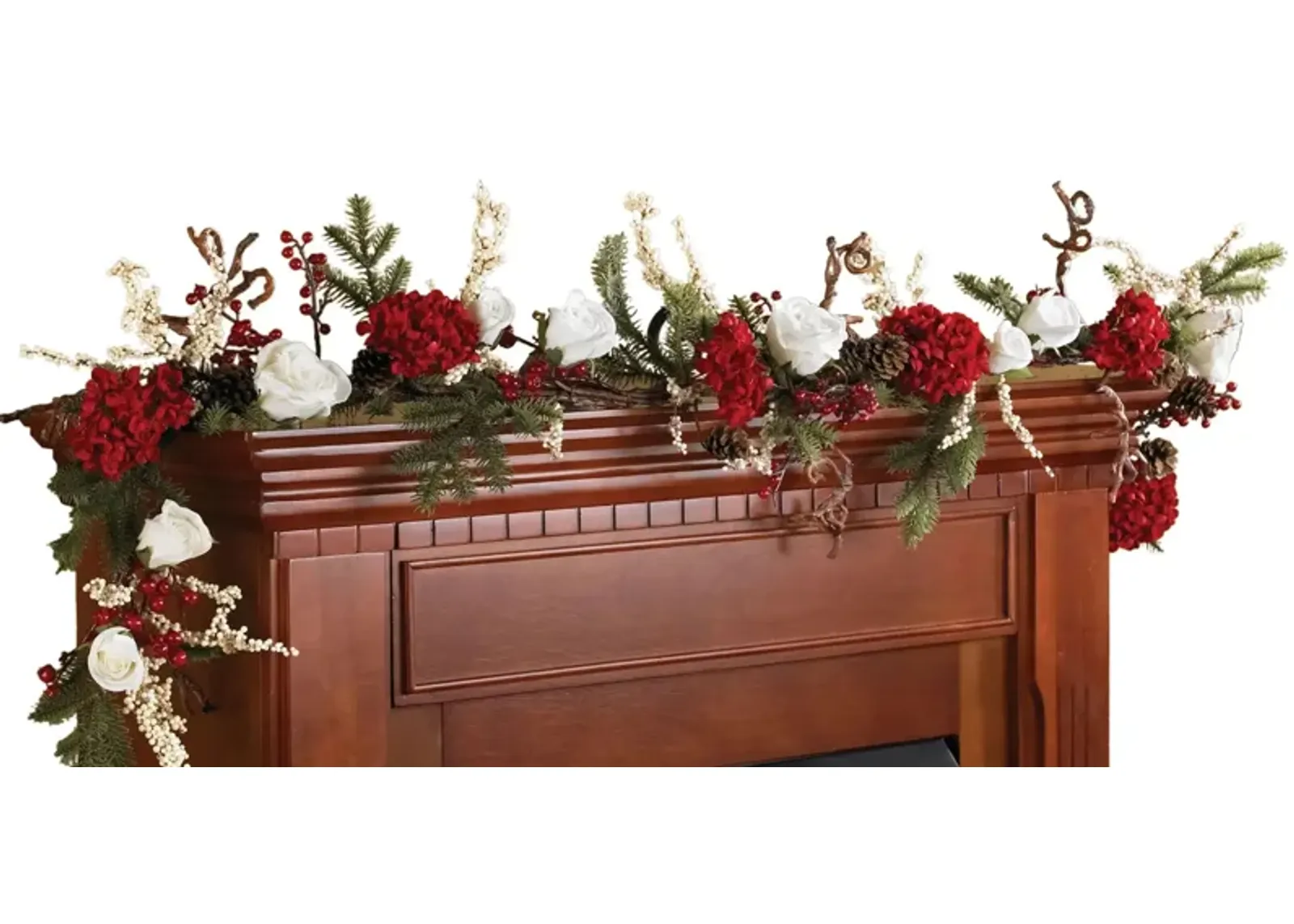 72" Hydrangea with White Roses Garland in Red by Bellanest