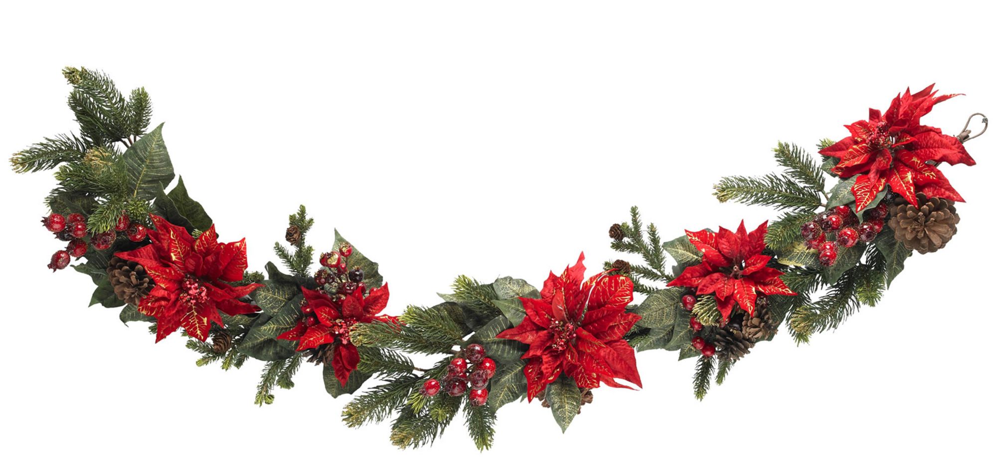 60" Poinsettia & Berry Garland in Red by Bellanest