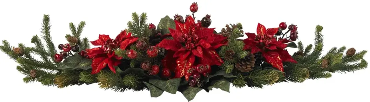 Poinsettia & Berry Centerpiece in Red by Bellanest