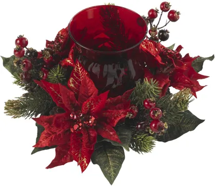 Poinsettia & Berry Candelabrum in Red by Bellanest