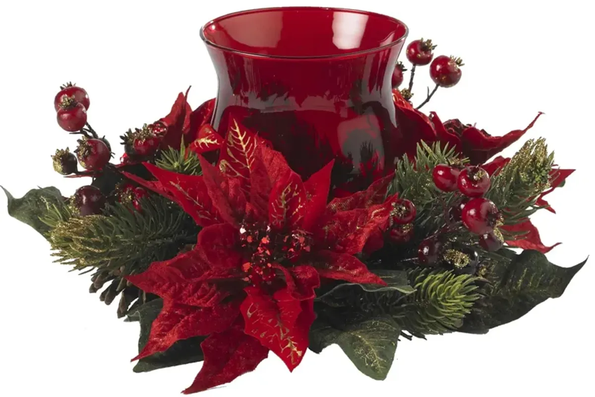 Poinsettia & Berry Candelabrum