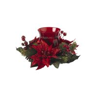 Poinsettia & Berry Candelabrum in Red by Bellanest