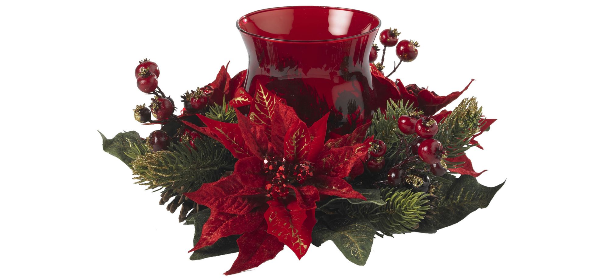 Poinsettia & Berry Candelabrum in Red by Bellanest
