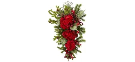 27” Christmas Hydrangea Teardrop in Red by Bellanest