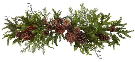 30” Pine & Pinecone Swag in Green/Brown by Bellanest