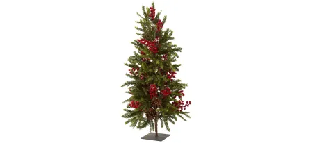 36” Pine & Berry Christmas Tree in Green by Bellanest