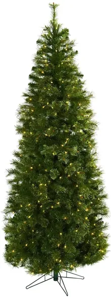 7.5' Cashmere Slim Christmas Tree with Clear Lights in Green by Bellanest