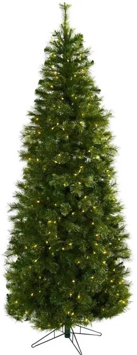 7.5' Cashmere Slim Christmas Tree with Clear Lights in Green by Bellanest
