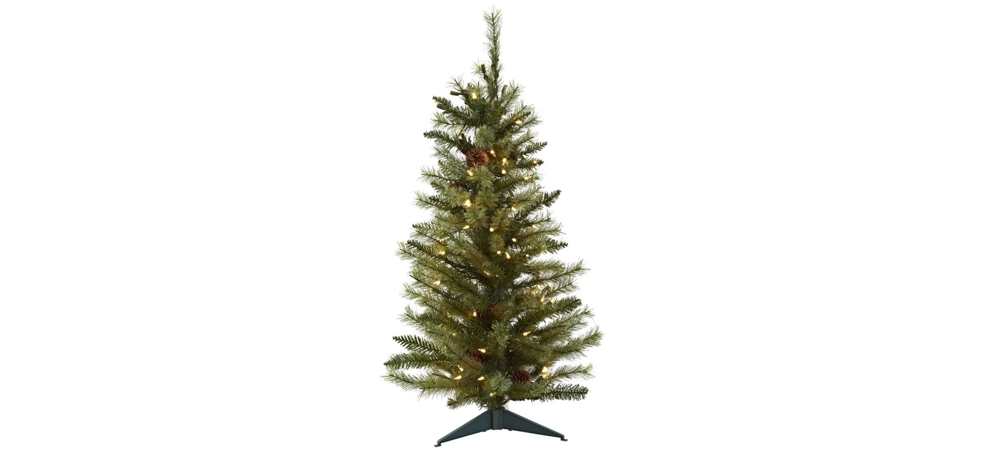 3' Christmas Tree with Pinecones & Clear Lights in Green by Bellanest