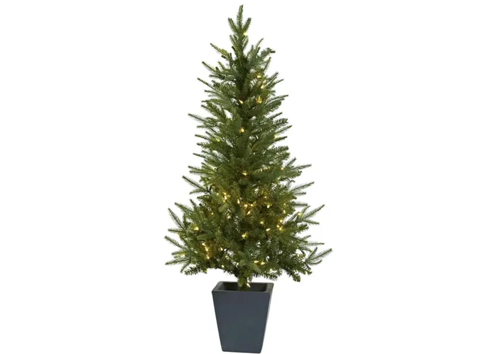 4.5' Christmas Tree with Clear Lights & Decorative Planter in Green by Bellanest