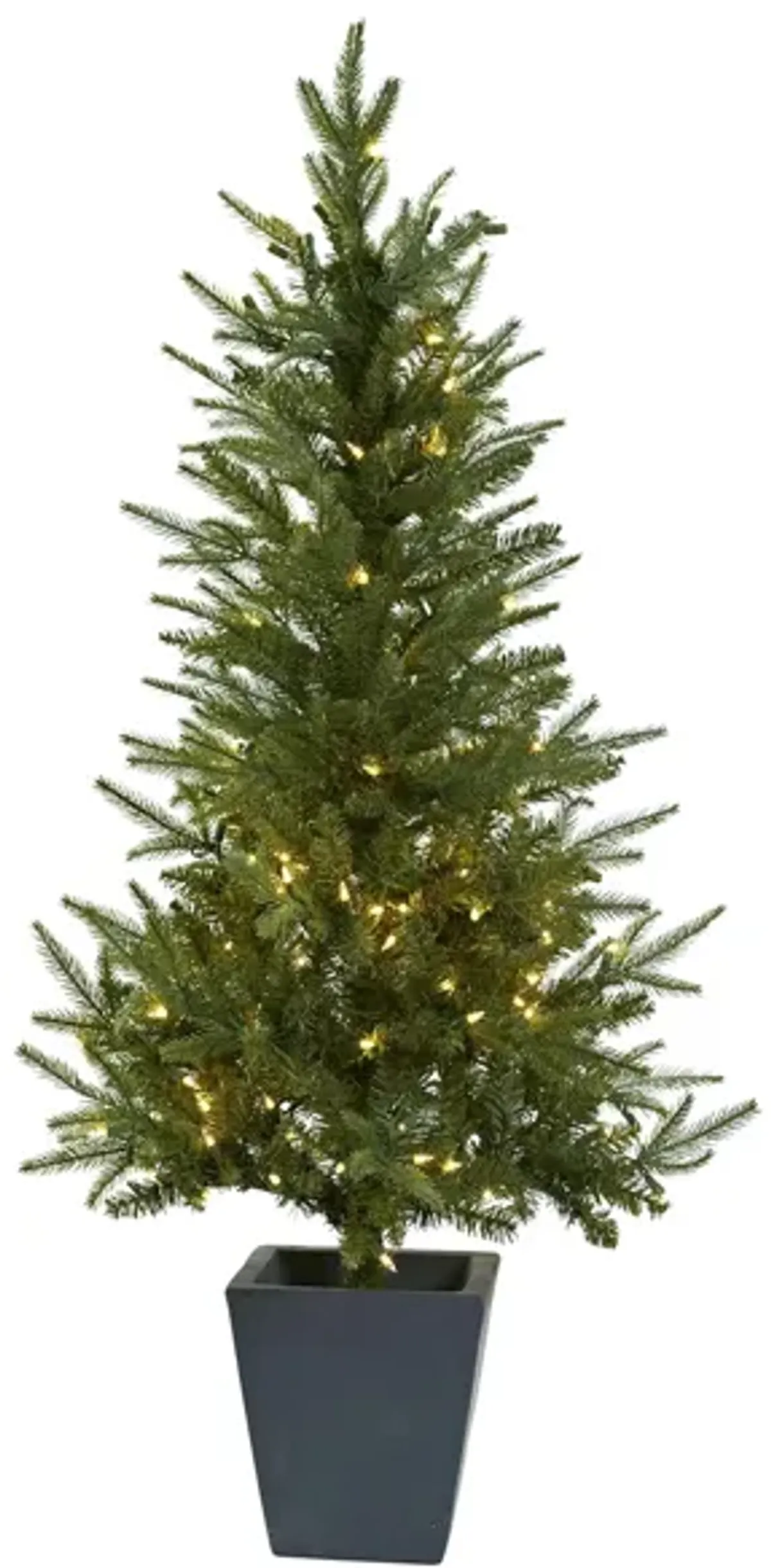 4.5' Christmas Tree with Clear Lights & Decorative Planter in Green by Bellanest