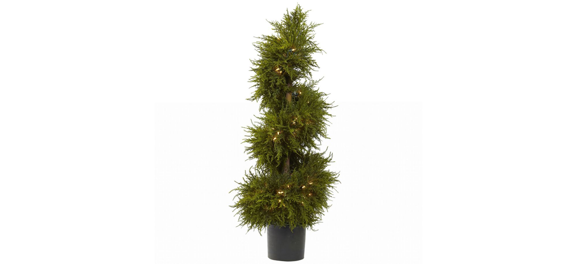43” Cedar Spiral Topiary with Lights in Green by Bellanest