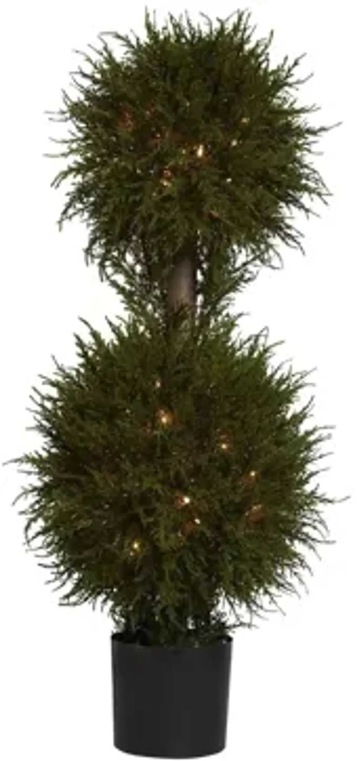 40" Cedar Double Ball Topiary with Lights