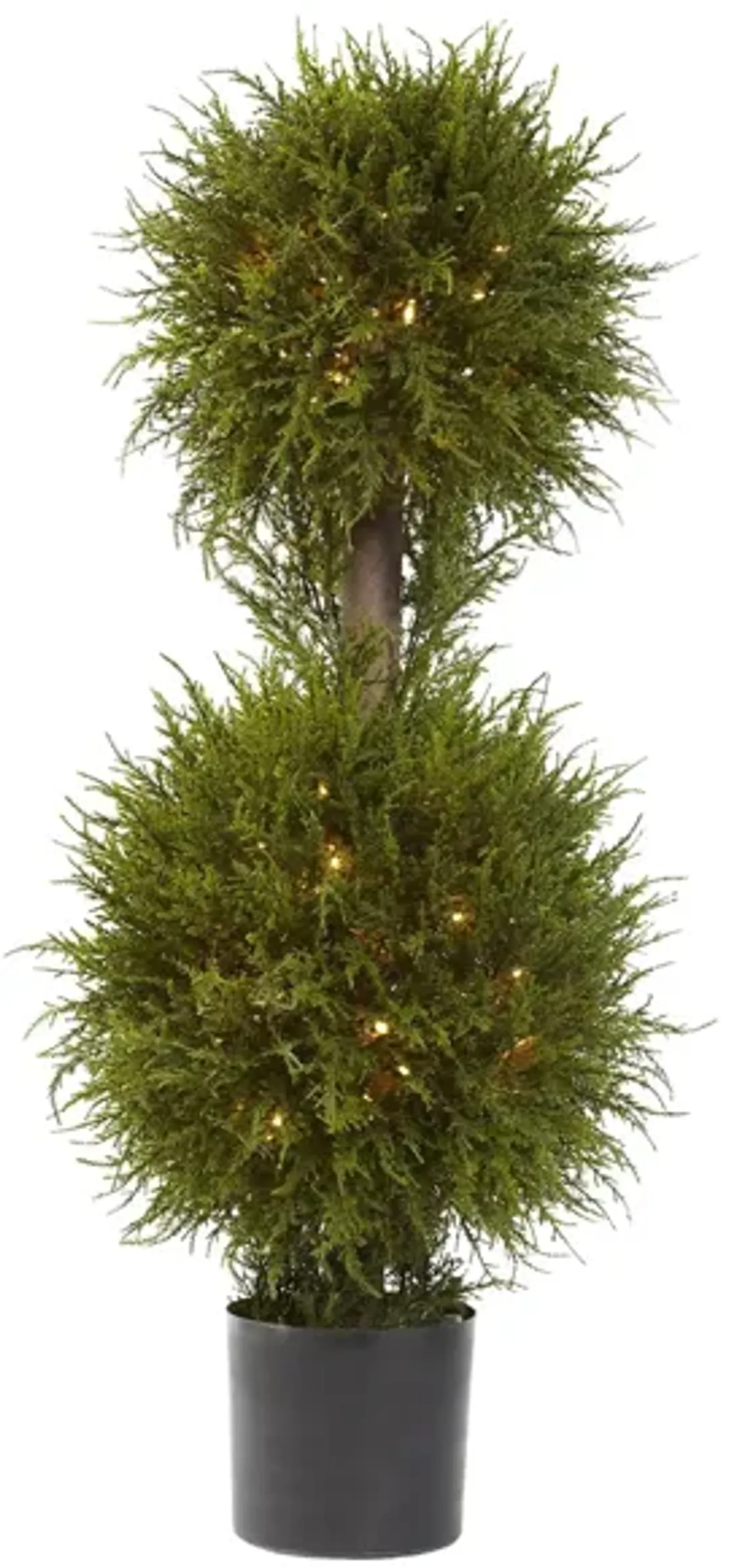40" Cedar Double Ball Topiary with Lights