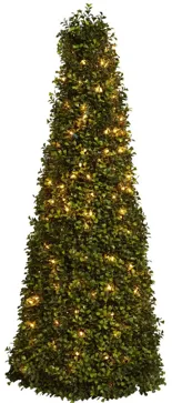 39” Boxwood Cone with Lights in Green by Bellanest