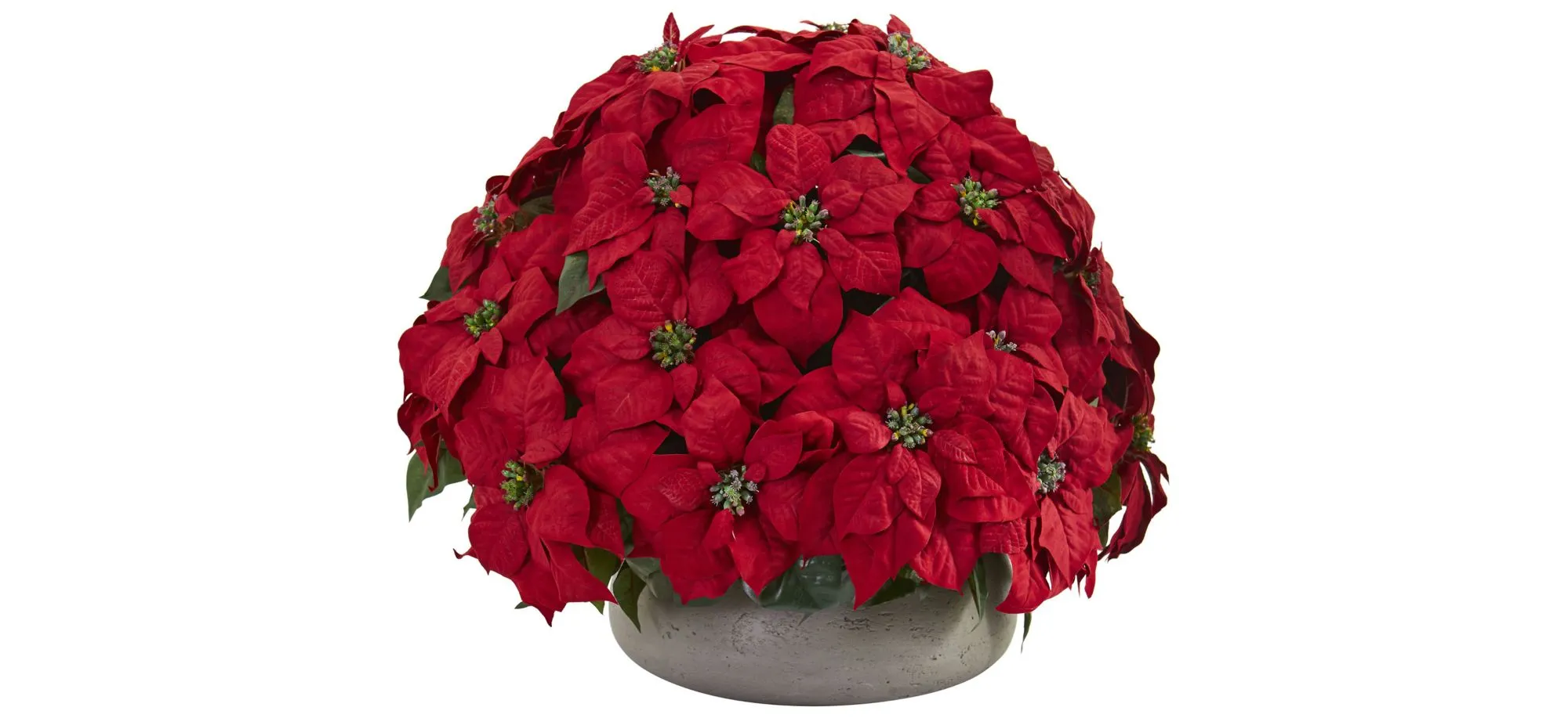 Large Poinsettia Artificial Plant in Stone Planter in Red by Bellanest