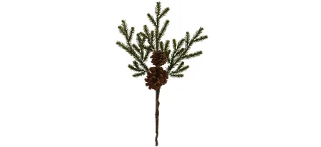 19” Pine & Pinecone Artificial Flower Bundle: Set of 12 in Green by Bellanest